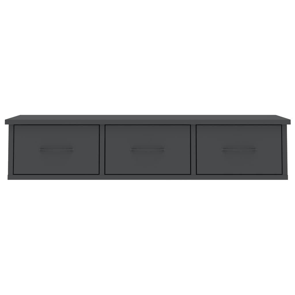 Wall-mounted Drawer Shelf Grey Chipboard