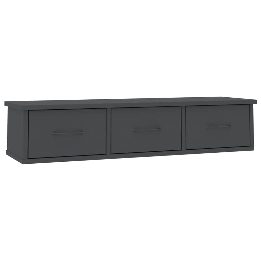 Wall-mounted Drawer Shelf Grey Chipboard