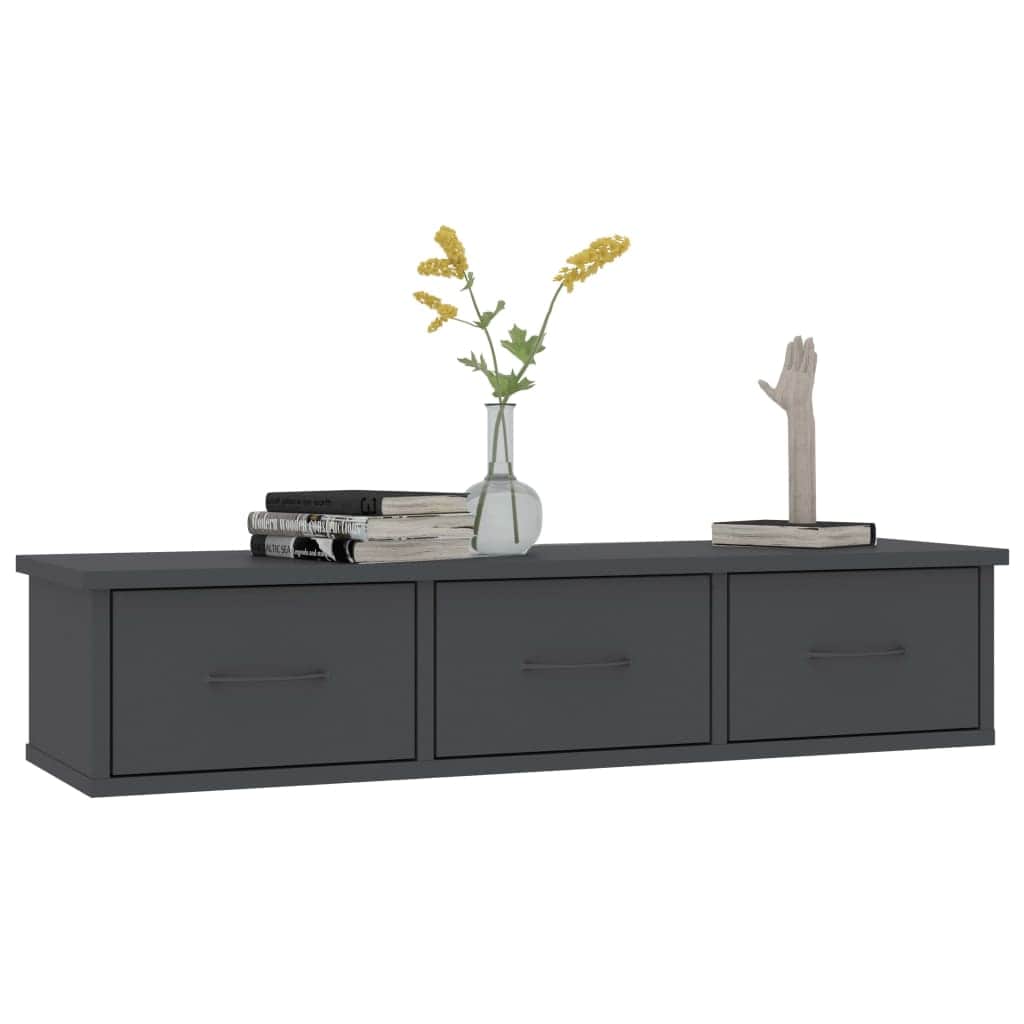 Wall-mounted Drawer Shelf Grey Chipboard