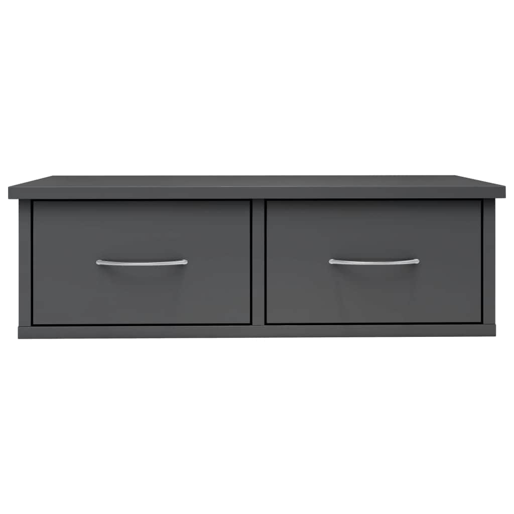 Wall-mounted Drawer Shelf High Gloss Grey Chipboard