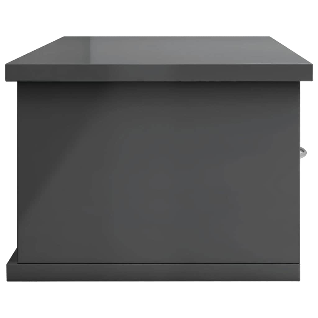 Wall-mounted Drawer Shelf High Gloss Grey Chipboard