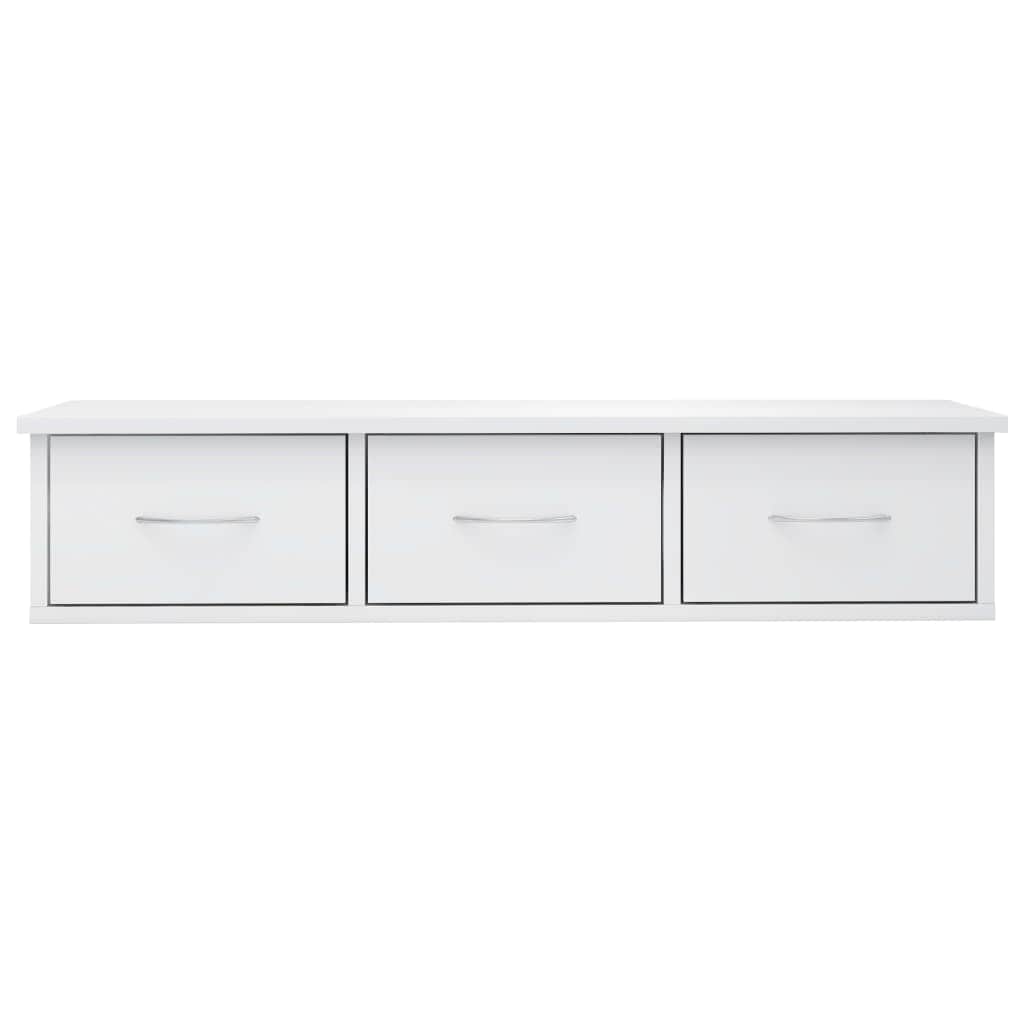 Wall-mounted Drawer Shelf High Gloss White Chipboard