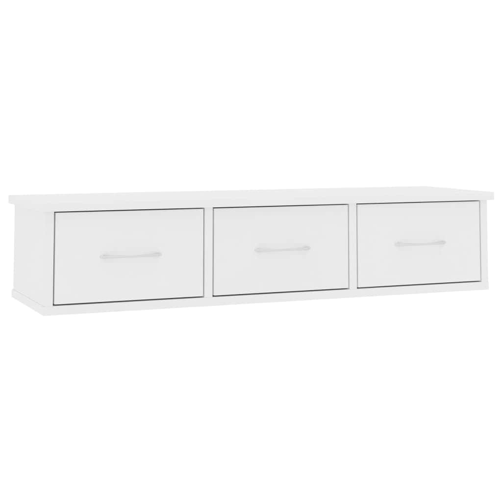 Wall-mounted Drawer Shelf White Chipboard