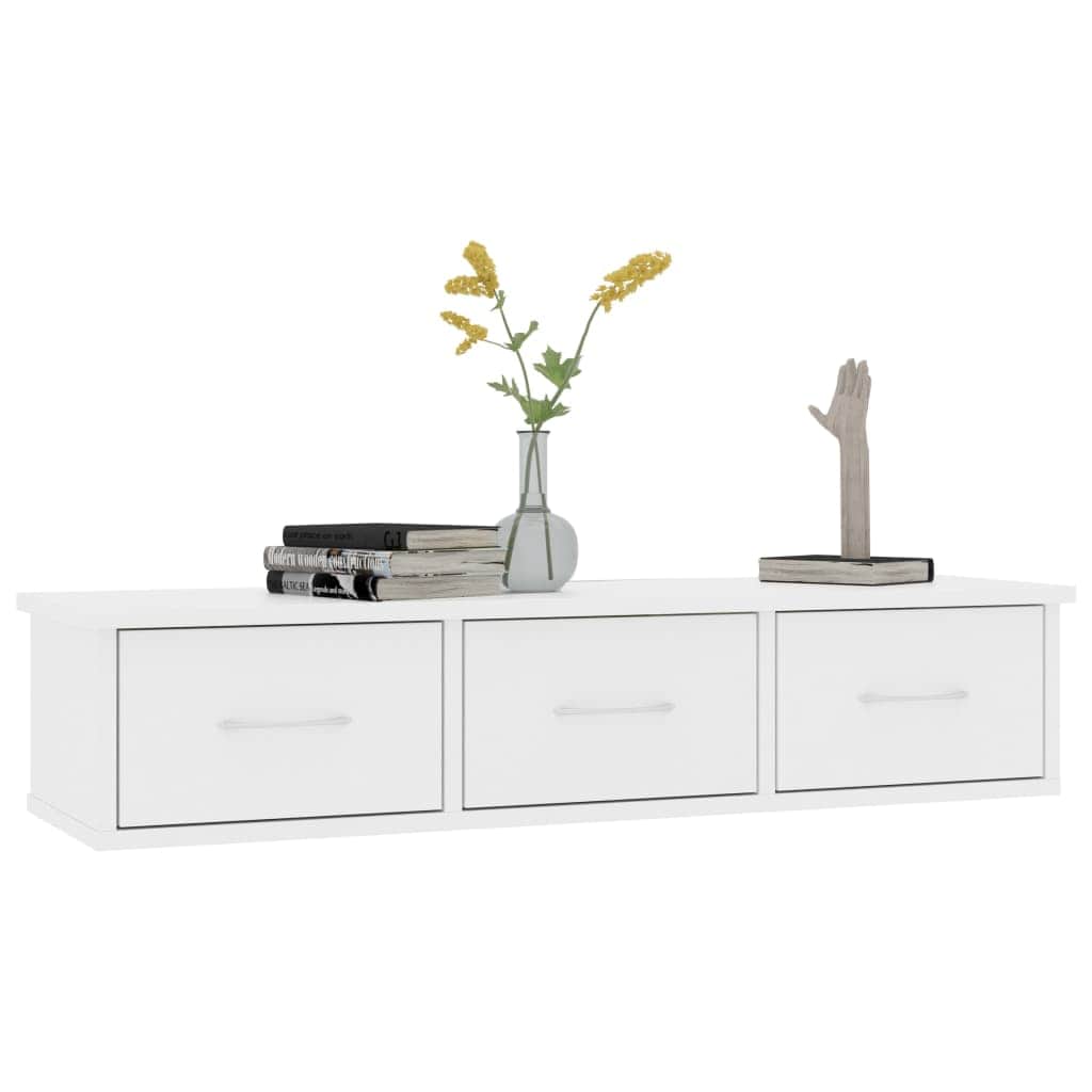 Wall-mounted Drawer Shelf White Chipboard