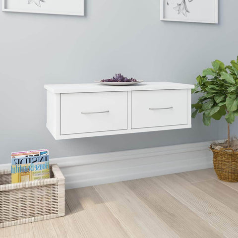 Wall-mounted Drawer Shelf White  Chipboard