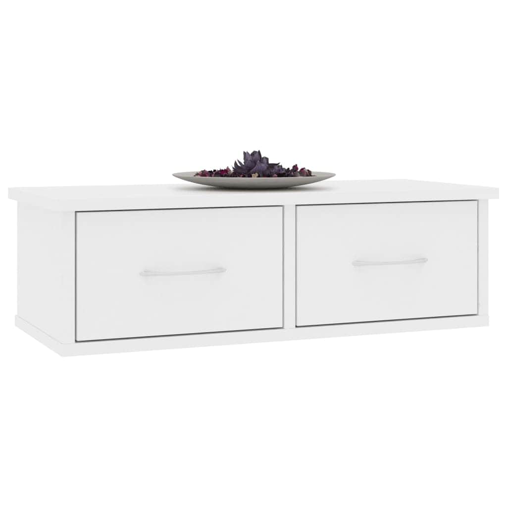 Wall-mounted Drawer Shelf White  Chipboard