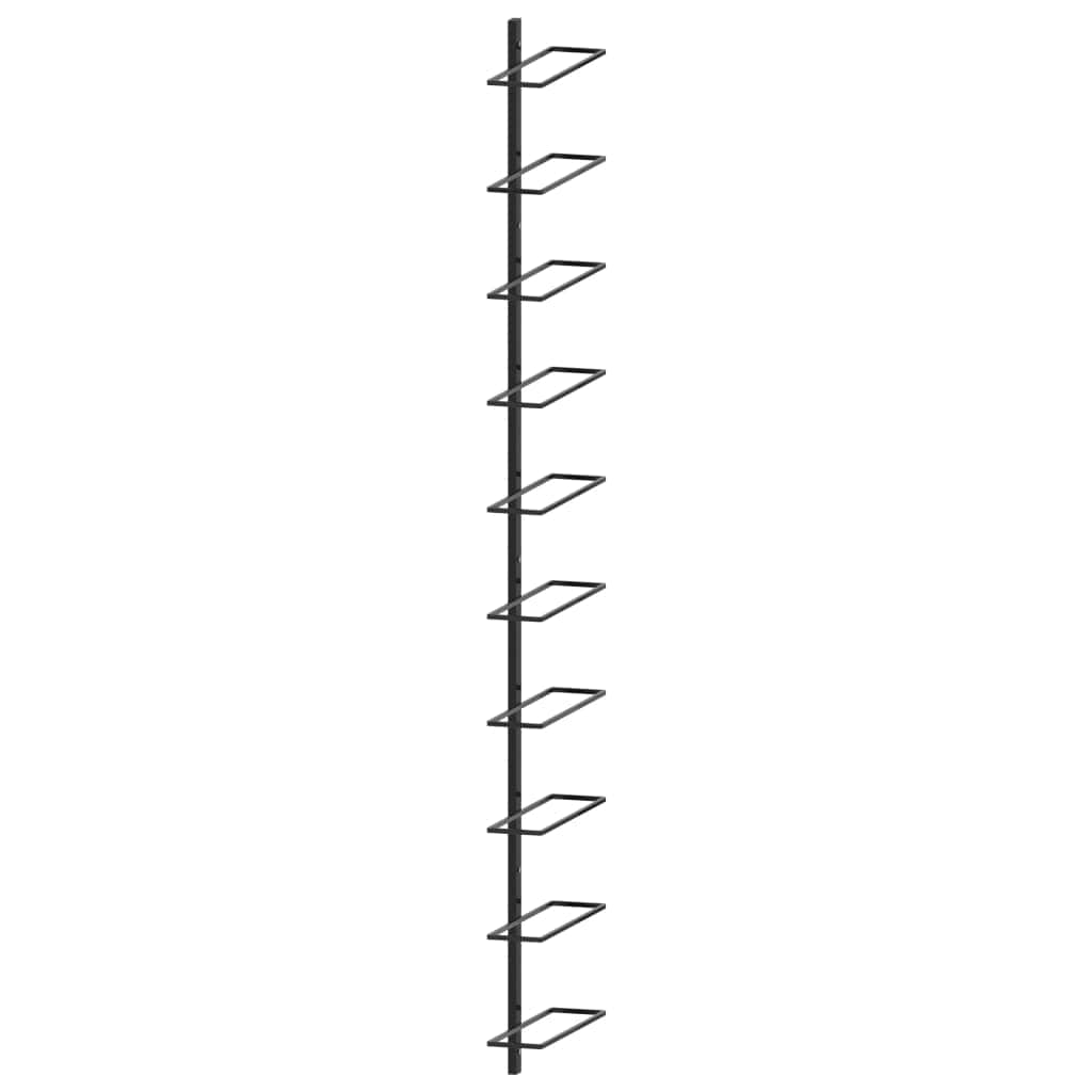 Wall-mounted Wine Rack for 10 Bottles Black Metal