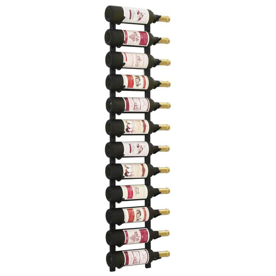 Wall Mounted Wine Rack for 12 Bottles Black Iron - Simple deals