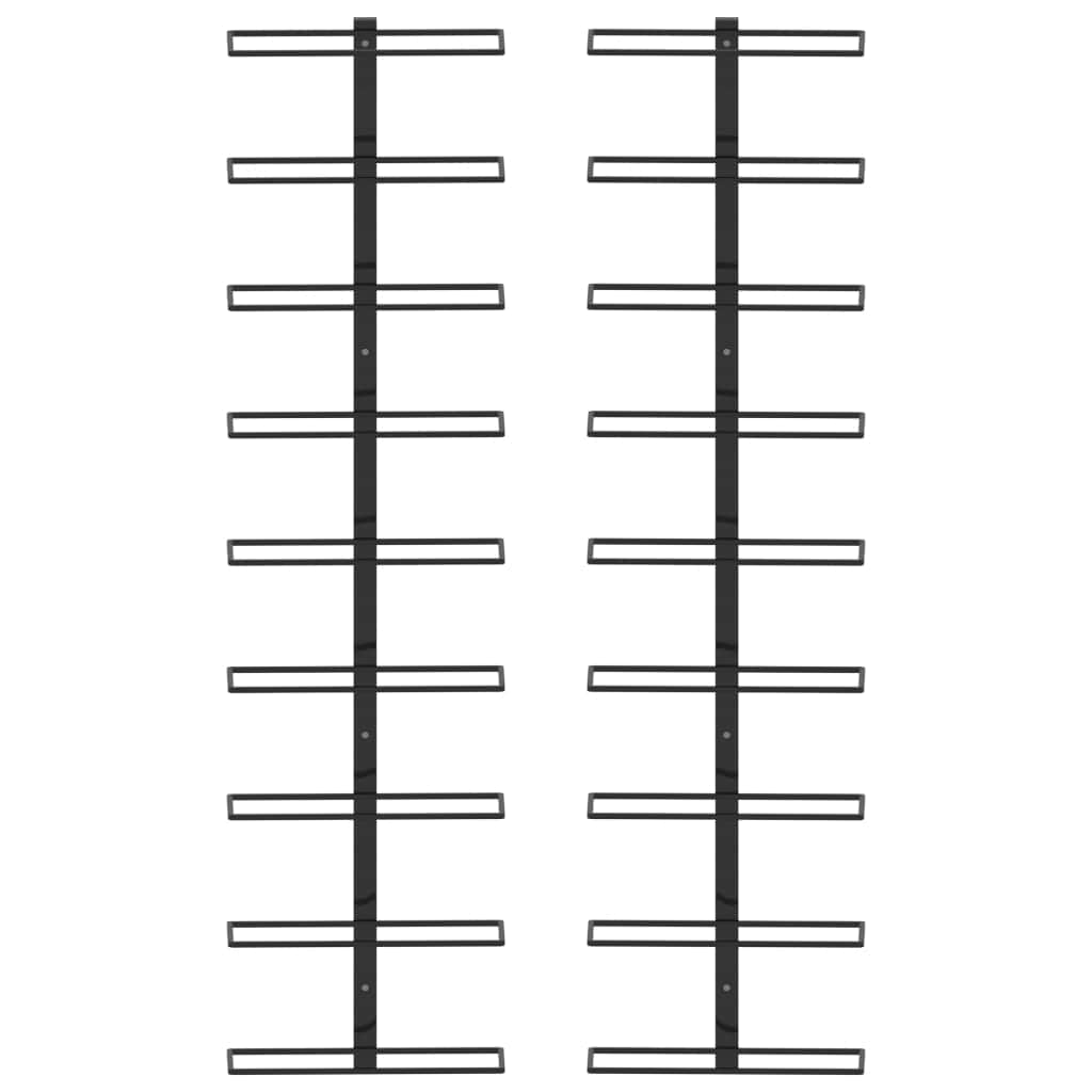 Wall-mounted Wine Racks for 18 Bottles 2 pcs Black Iron