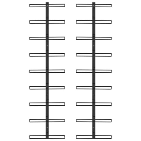 Wall-mounted Wine Racks for 18 Bottles 2 pcs Black Iron