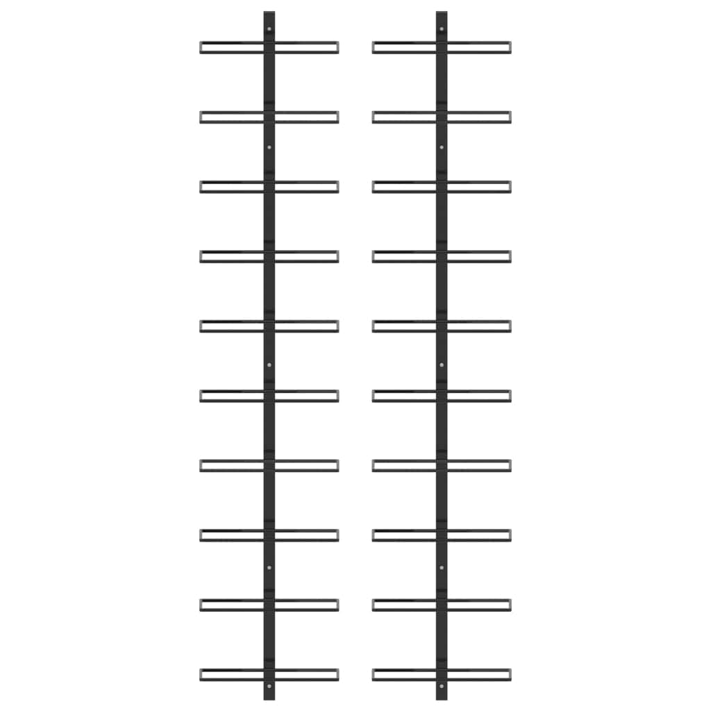 Wall-mounted Wine Racks for 20 Bottles 2 pcs Black Metal