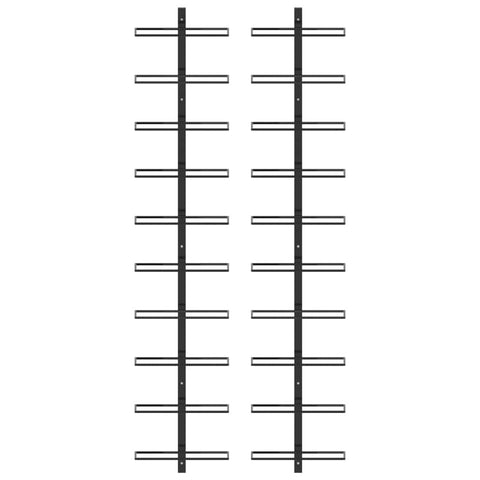 Wall-mounted Wine Racks for 20 Bottles 2 pcs Black Metal