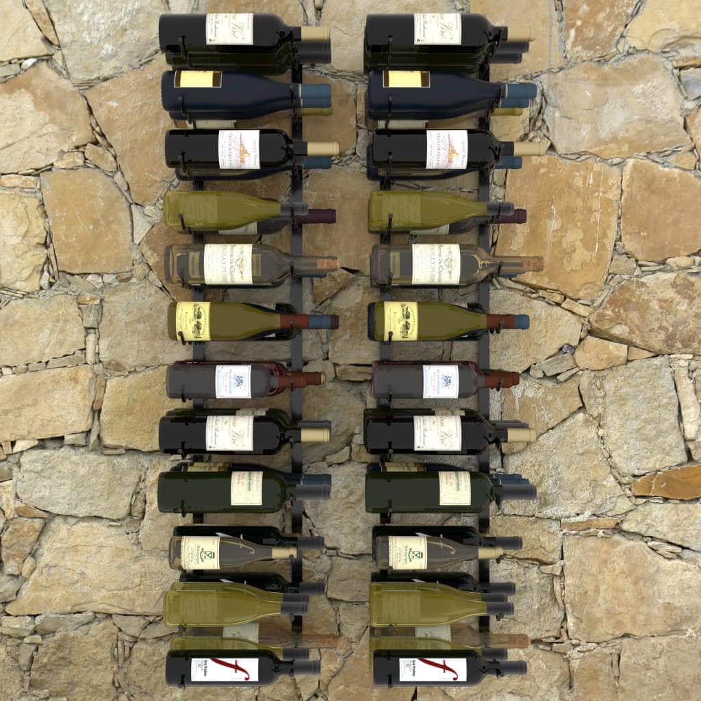 Black colour - Wall-mounted Wine Racks for 72 Bottles 2 pcs Black Iron