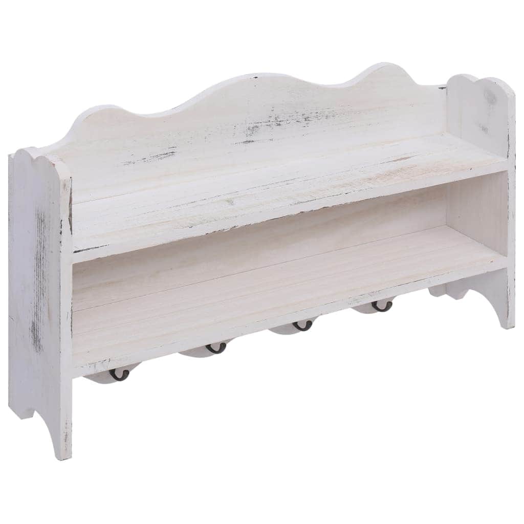Wall Mounted wood Coat Rack White