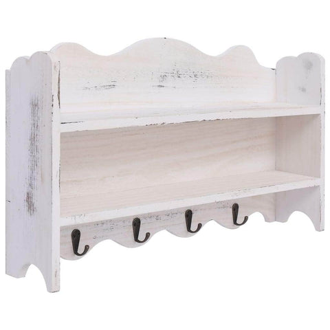 Wall Mounted wood Coat Rack White