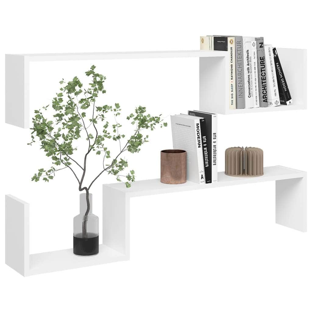 Wall Shelves 2 pcs White Engineered Wood