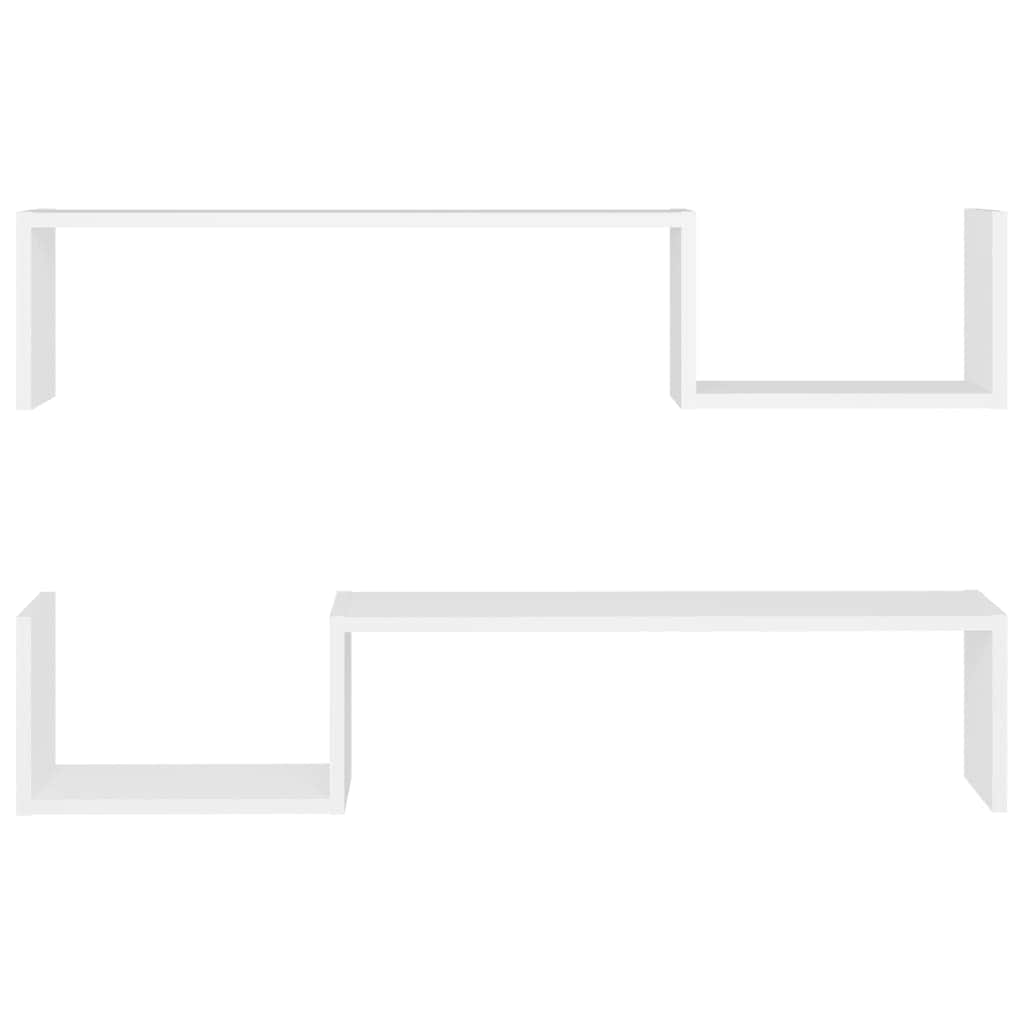 Wall Shelves 2 pcs White Engineered Wood