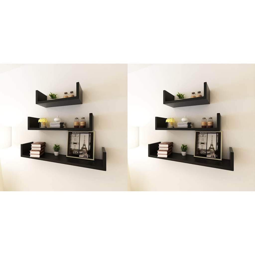 Wall Shelves 6 pcs Black