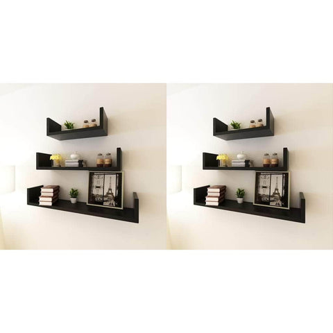 Wall Shelves 6 pcs Black