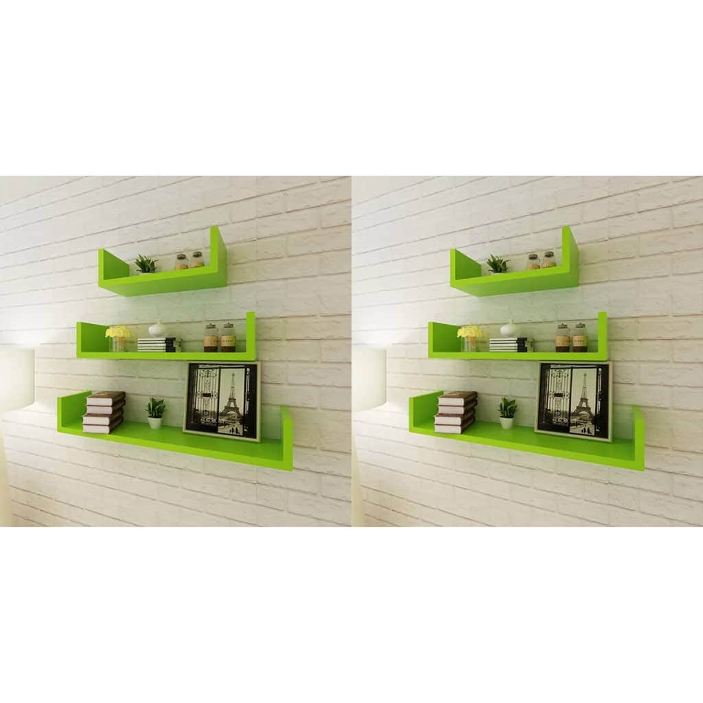Wall Shelves 6 pcs Green