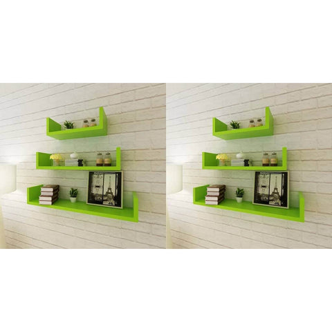 Wall Shelves 6 pcs Green