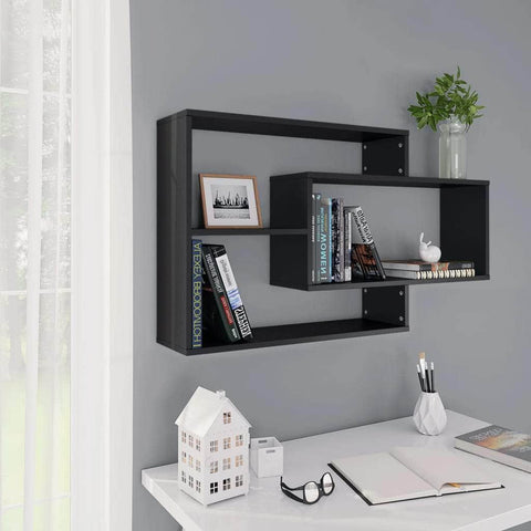 Wall Shelves Black Chipboard