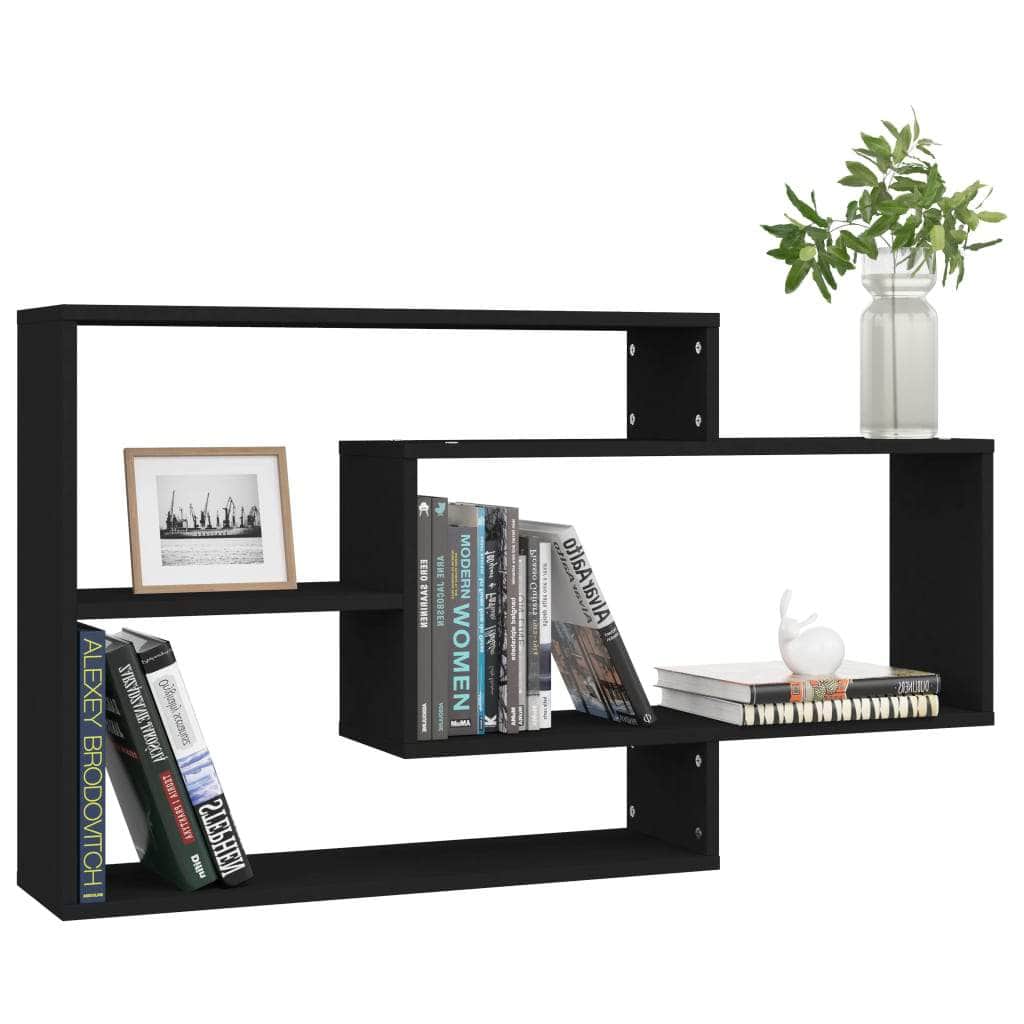 Wall Shelves Black Chipboard