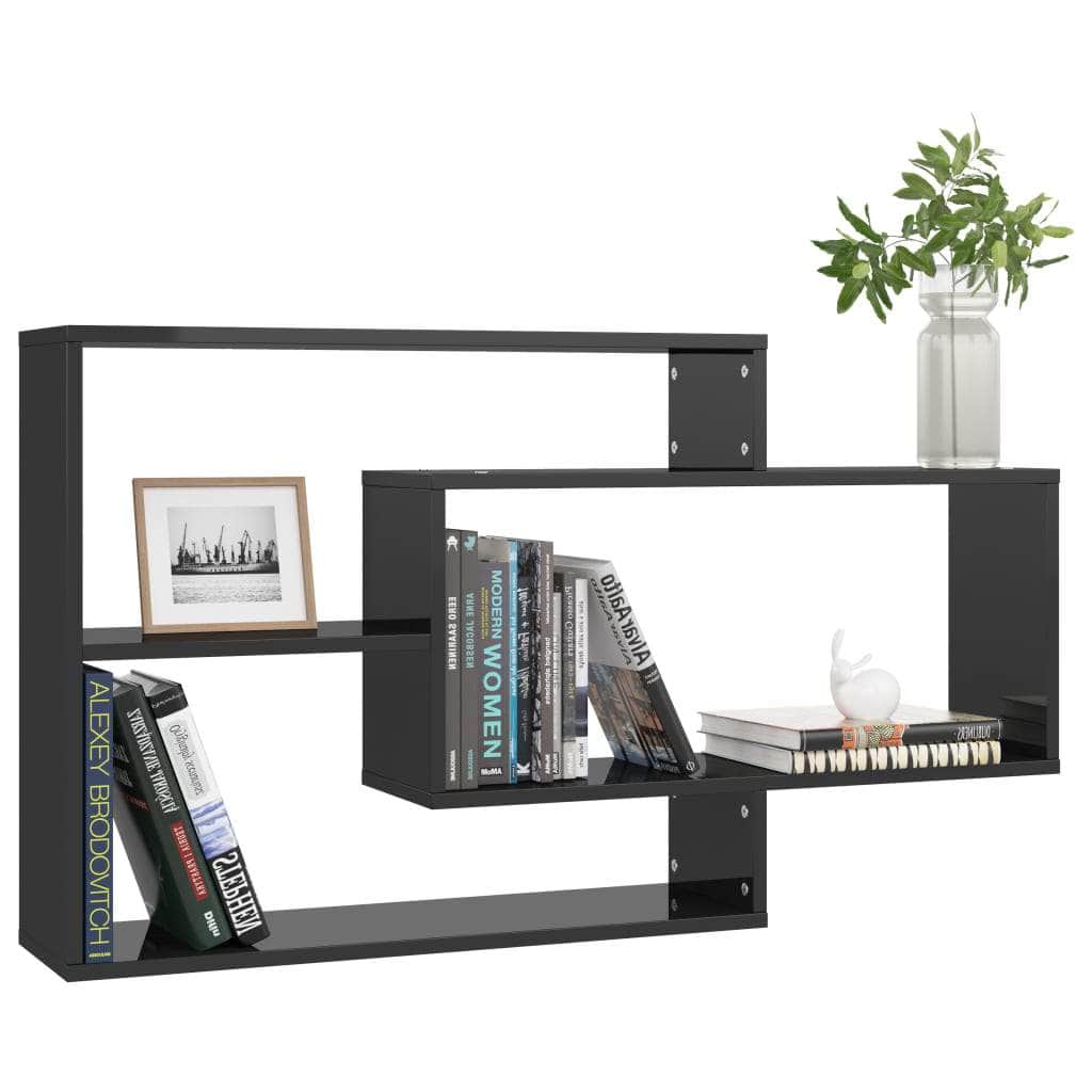 Wall Shelves High Gloss Black Chipboard