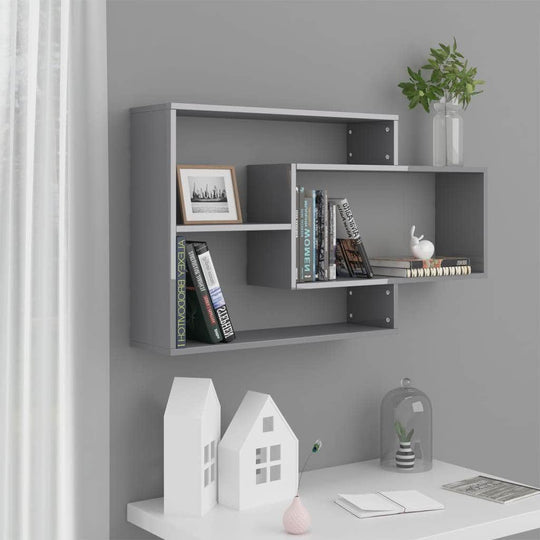 Wall Shelves High Gloss Grey Chipboard