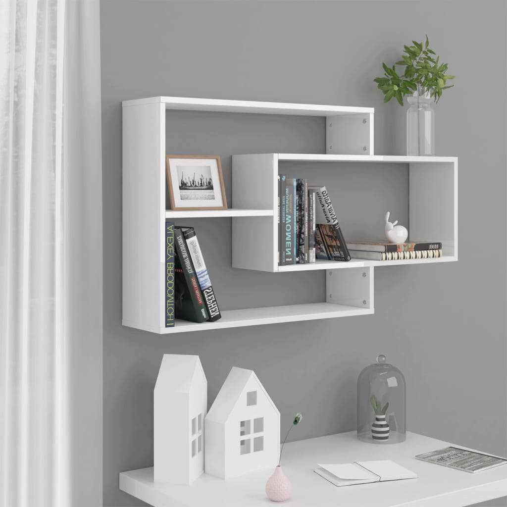 Wall Shelves High Gloss White 104x24 cm Chipboard | PayPal