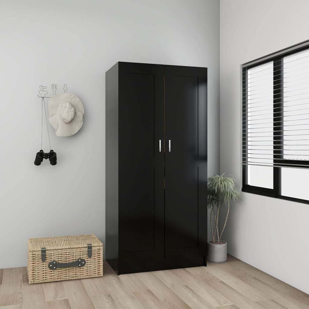 Wardrobe Black Engineered Wood