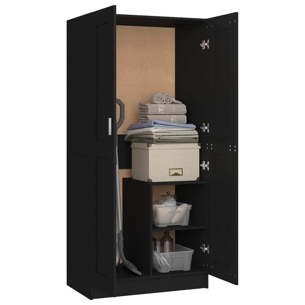 Wardrobe Black Engineered Wood