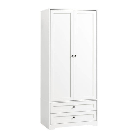 Wardrobe Cabinet Clothes Storage Large Cupboard 2 Doors Organiser White