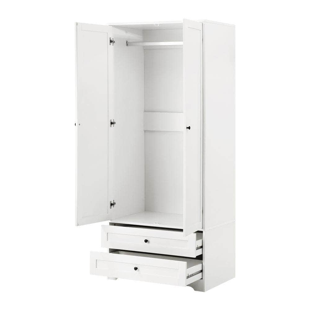 Wardrobe Cabinet Clothes Storage Large Cupboard 2 Doors Organiser White