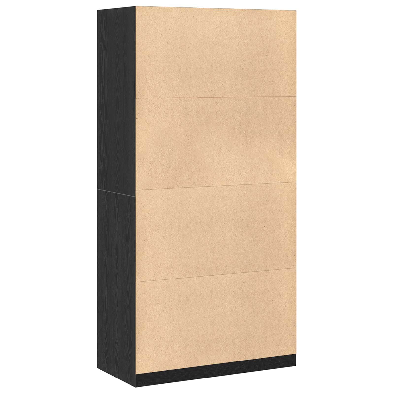 Wardrobe Cabinet with Shelf Black Oak Engineered Wood Clothes Storage Organizer