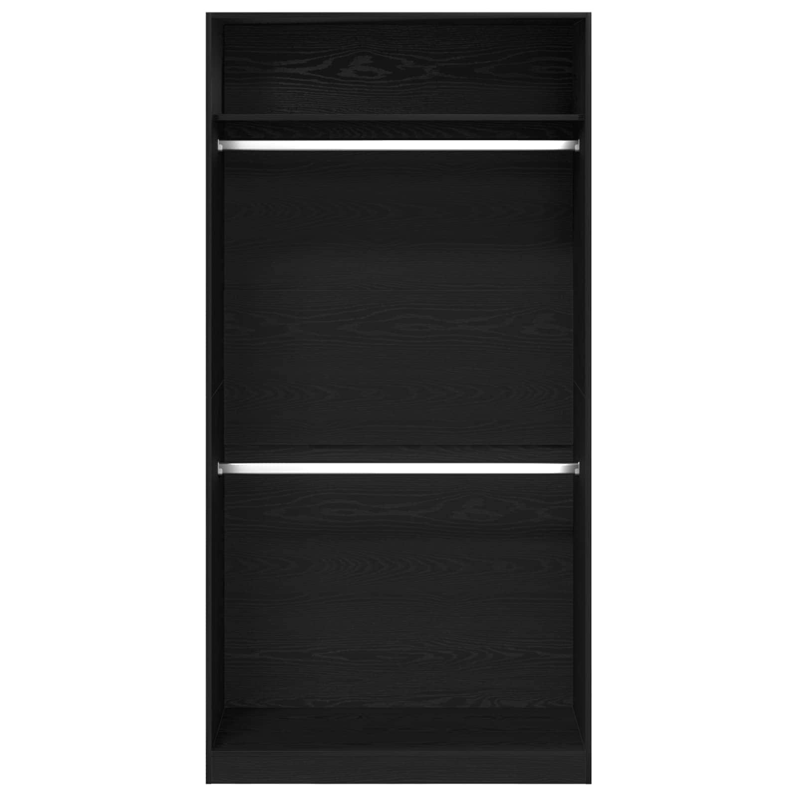 Wardrobe Cabinet with Shelf Black Oak Engineered Wood Clothes Storage Organizer