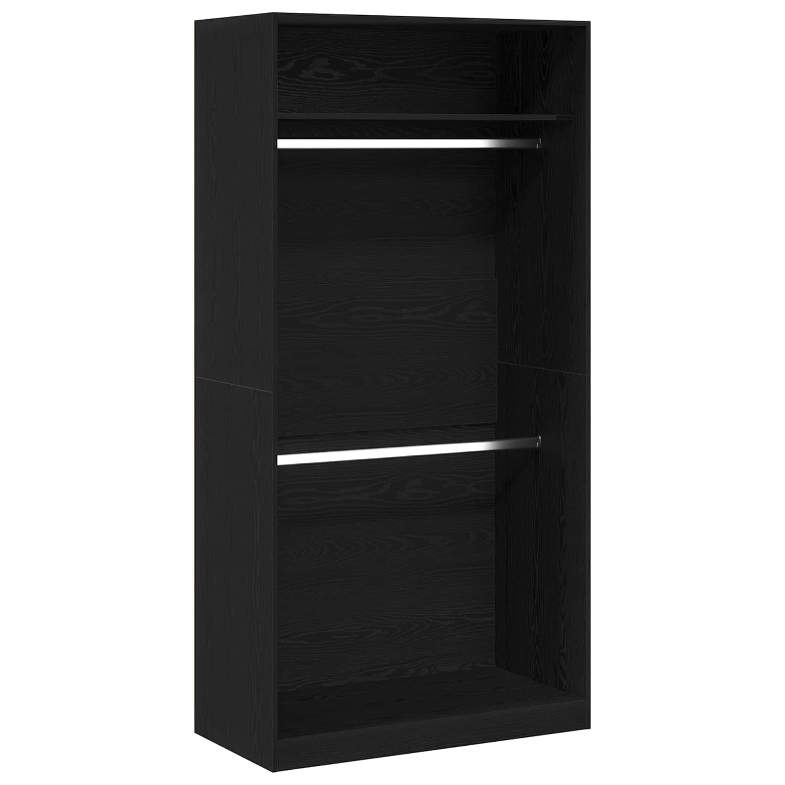 Wardrobe Cabinet with Shelf Black Oak Engineered Wood Clothes Storage Organizer