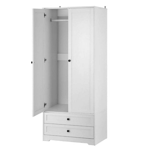 Wardrobe Clothes Closet Storage Organizer with 2 Doors White -Durable and Sturdy Design