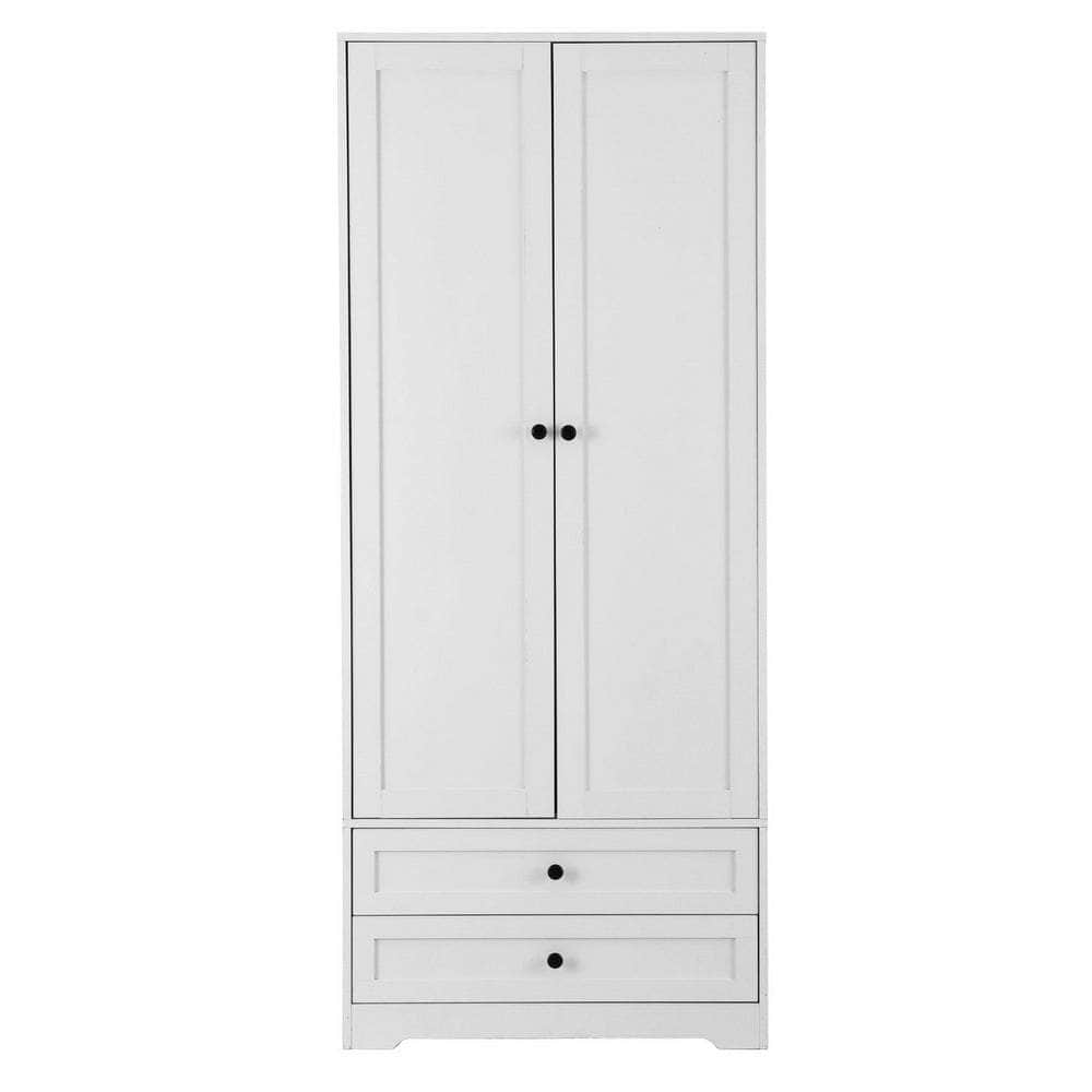 Clothing & Wardrobe Storage - Wardrobe Clothes Closet Storage Organizer with 2 Doors White -Durable and Sturdy Design