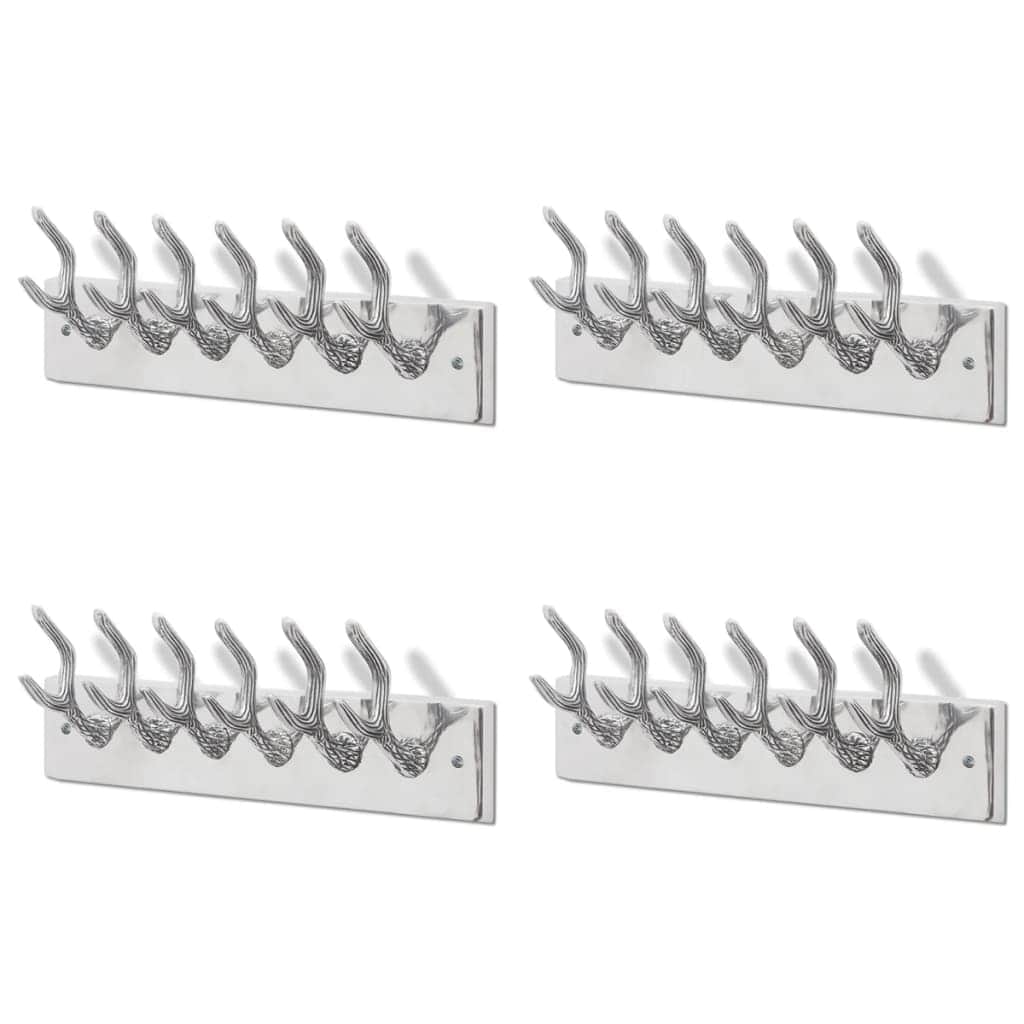 Wardrobe Coat Hooks 4 pcs Silver Aluminium