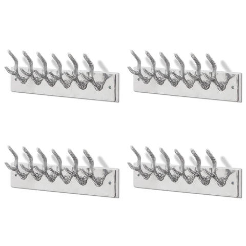 Wardrobe Coat Hooks 4 pcs Silver Aluminium