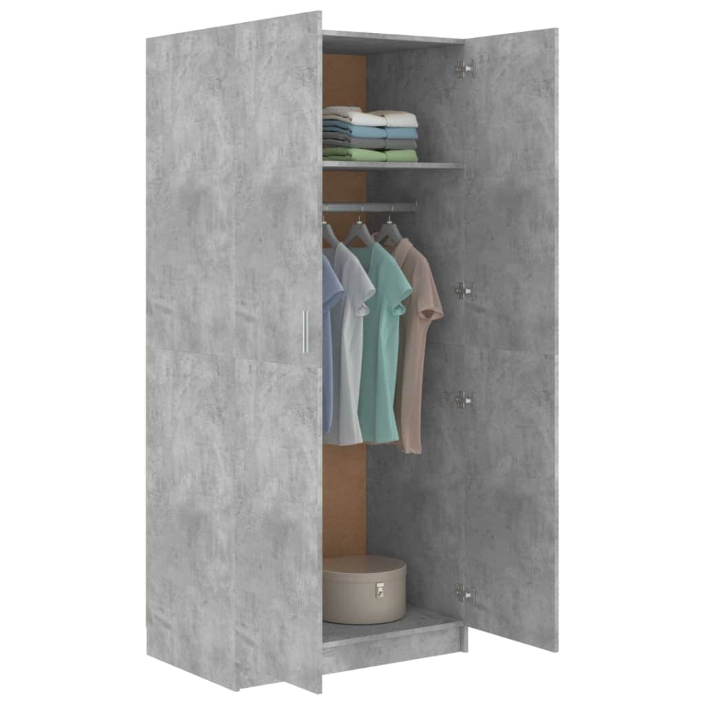 Wardrobe Concrete Grey - Chipboard