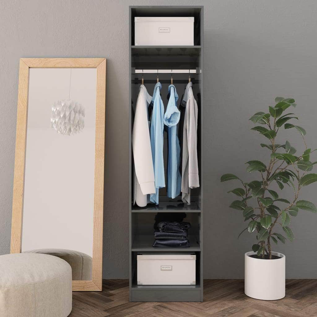 Wardrobe High Gloss Grey  Chipboard