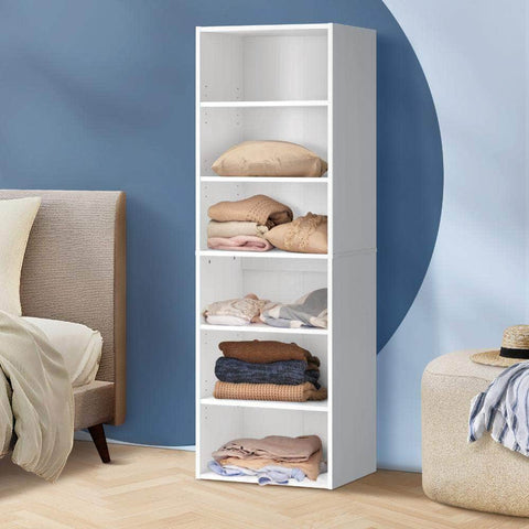 Wardrobe Shelf Unit Clothes Storage Cabinet 6 Shelves Organiser Rack