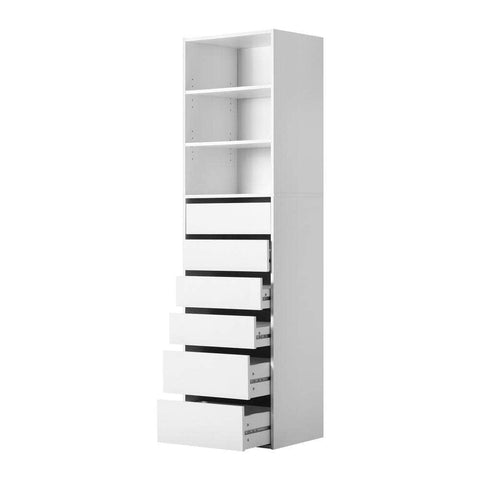Wardrobe Storage Cabinet Shelf Unit Clothes 3 Shelves 6 Drawers Rack