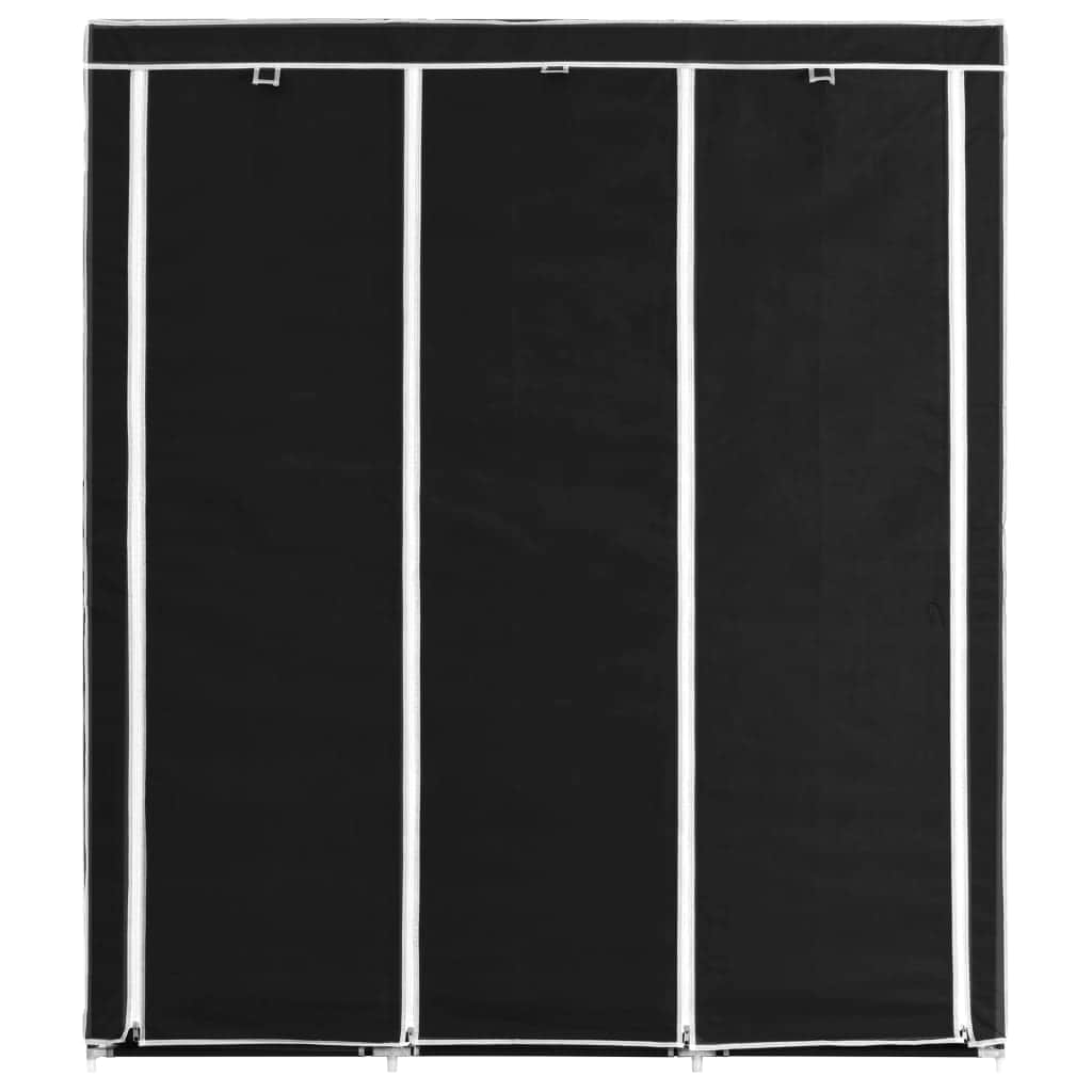 Wardrobe with Compartments and Rods Black