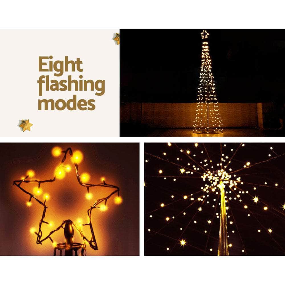 Warm Christmas Glow 3.6M Solar LED Xmas Tree with 8 Light Modes