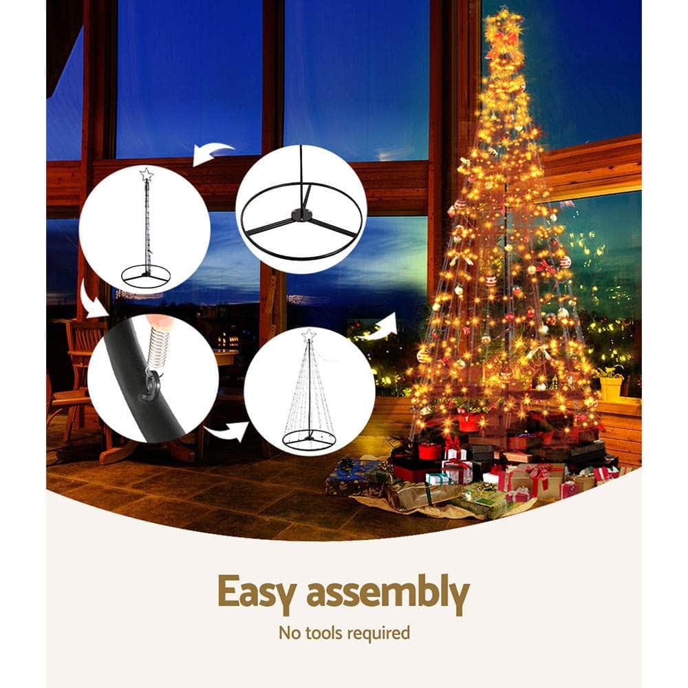 Warm Christmas Glow 3.6M Solar LED Xmas Tree with 8 Light Modes