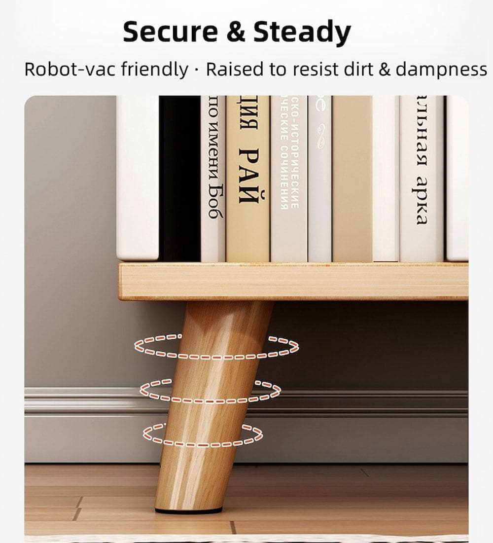 Warm White Nightstand Wooden Legs Knobs Open Storage Two Drawers Modern Design