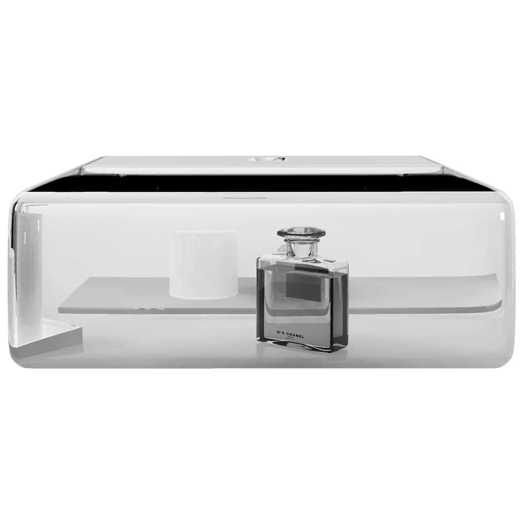 Wash Basin with Faucet Hole Ceramic Silver